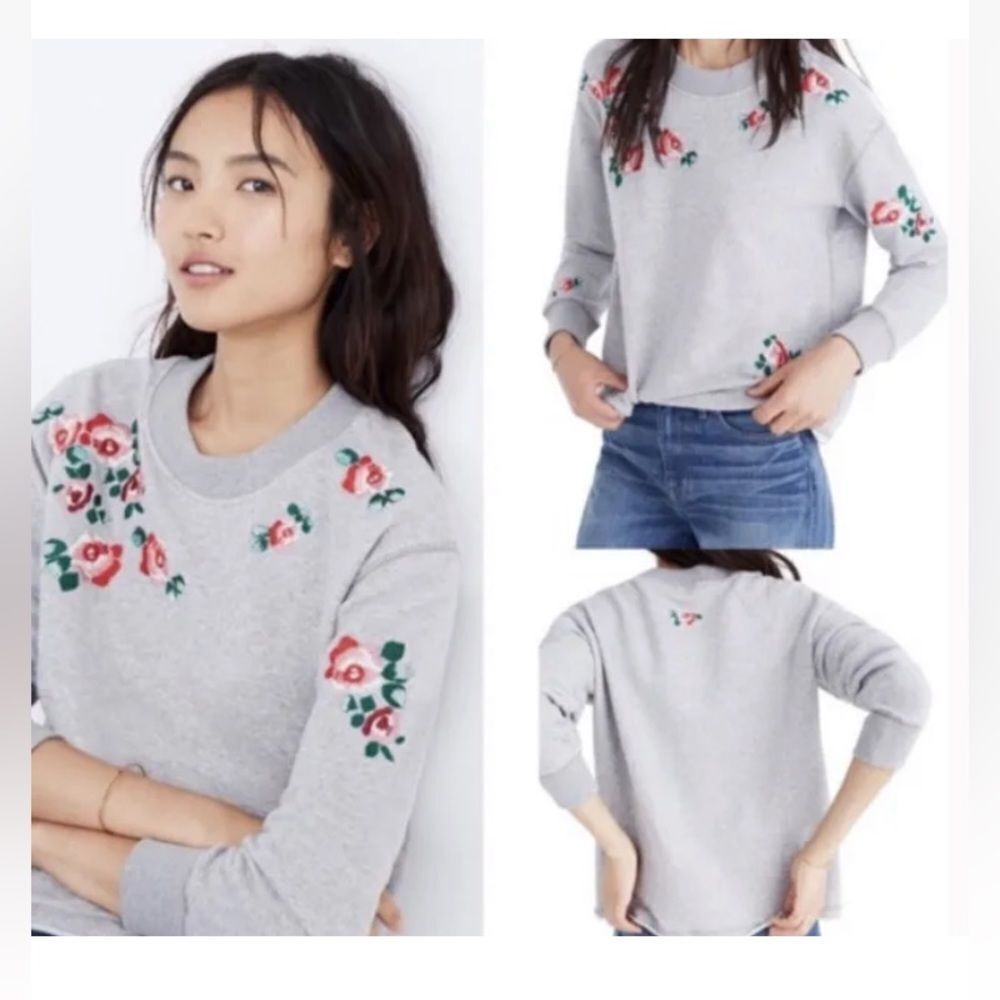 Madewell Embroidered Cutoff Sweatshirt